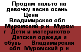 Продам пальто на девочку весна-осень › Цена ­ 400 - Владимирская обл., Муромский р-н, Муром г. Дети и материнство » Детская одежда и обувь   . Владимирская обл.,Муромский р-н